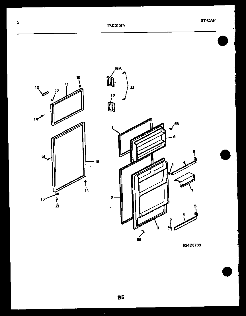 Kelvinator TSK210JN0D door parts diagram