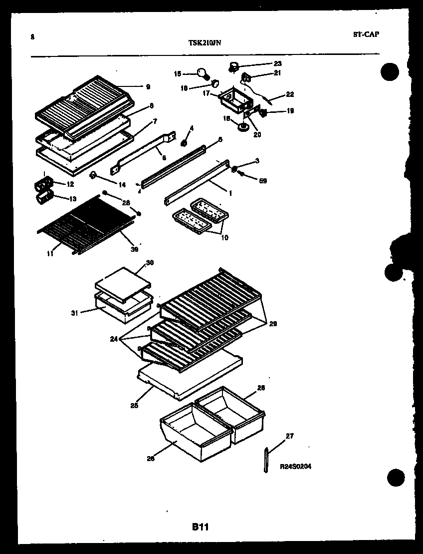 Kelvinator TSK210JN0D shelves and support diagram