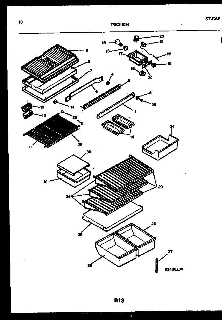 Kelvinator TSK210JN0D shelves and support diagram