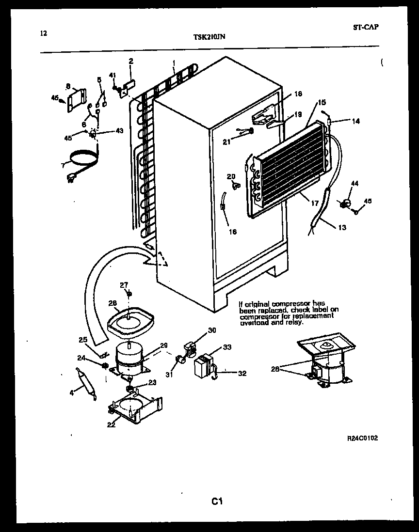 Kelvinator TSK210JN0D system and automatic defrost parts diagram