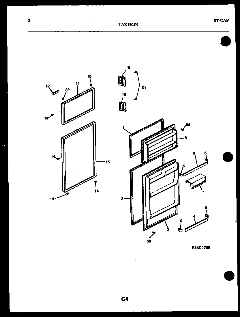 Kelvinator TAK190JN0W door parts diagram