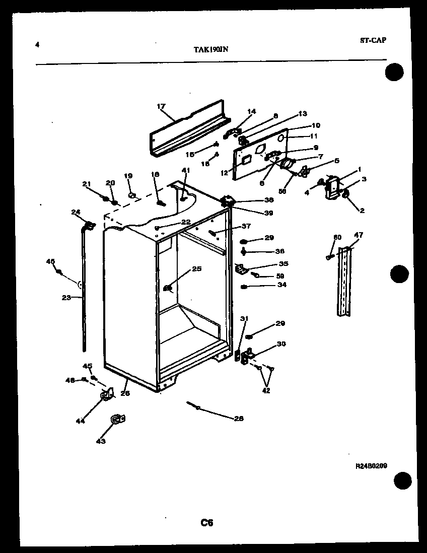Kelvinator TAK190JN0W cabinet parts diagram