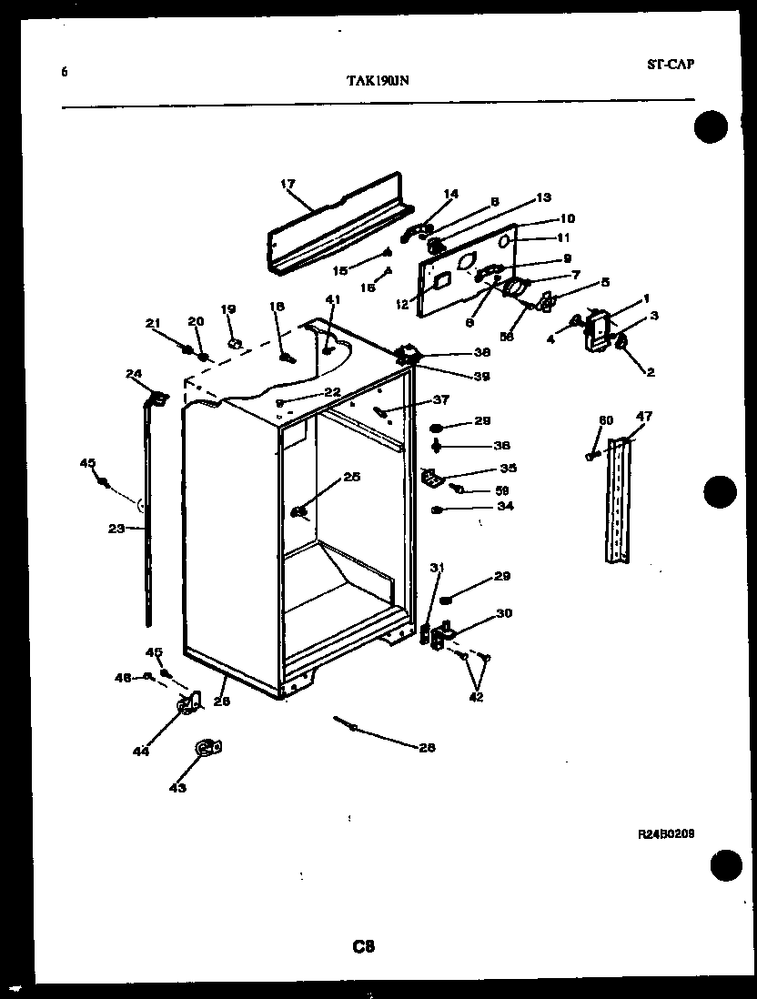 Kelvinator TAK190JN0W cabinet parts diagram