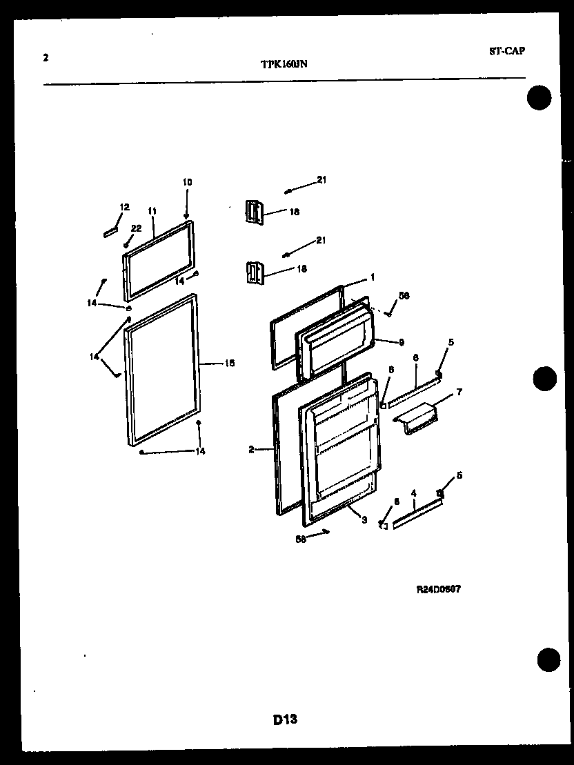 Kelvinator TPK160JN0W door parts diagram