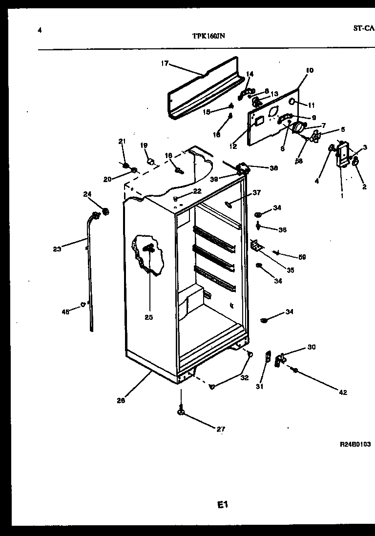 Kelvinator TPK160JN0W cabinet parts diagram
