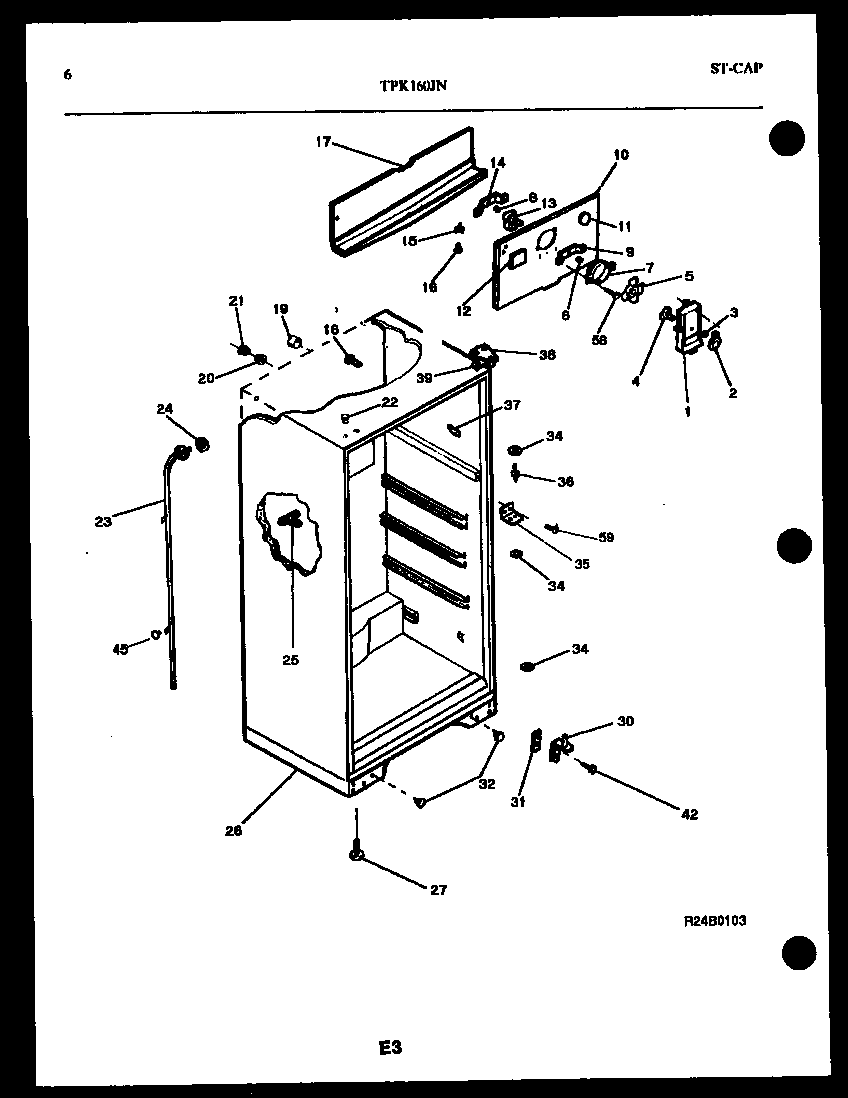 Kelvinator TPK160JN0W cabinet parts diagram