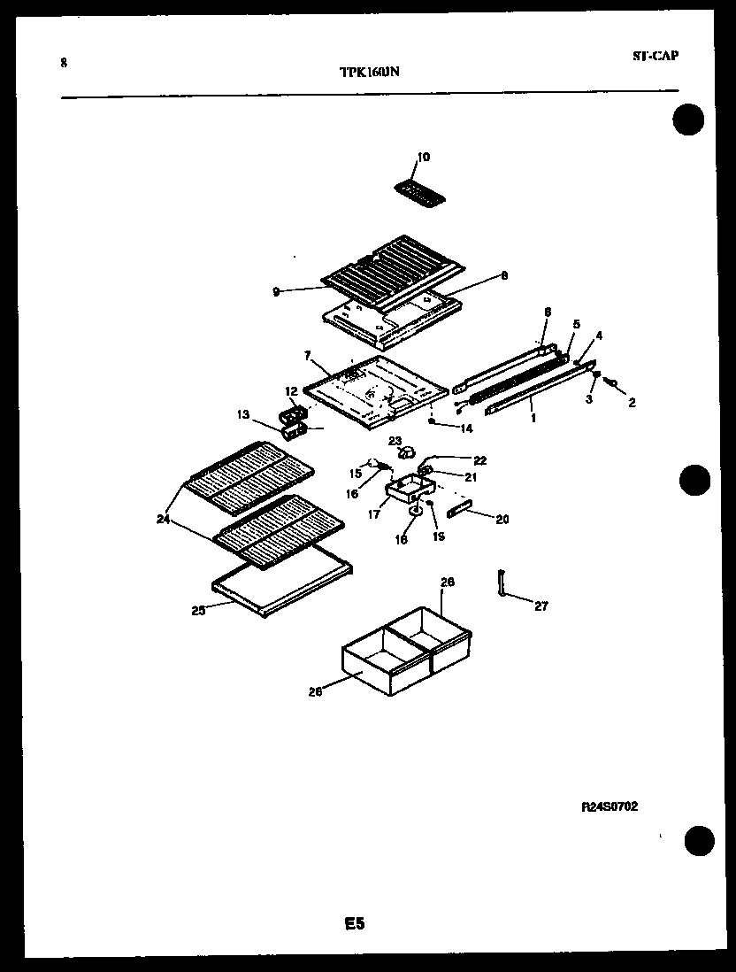 Kelvinator TPK160JN0W shelves and support diagram