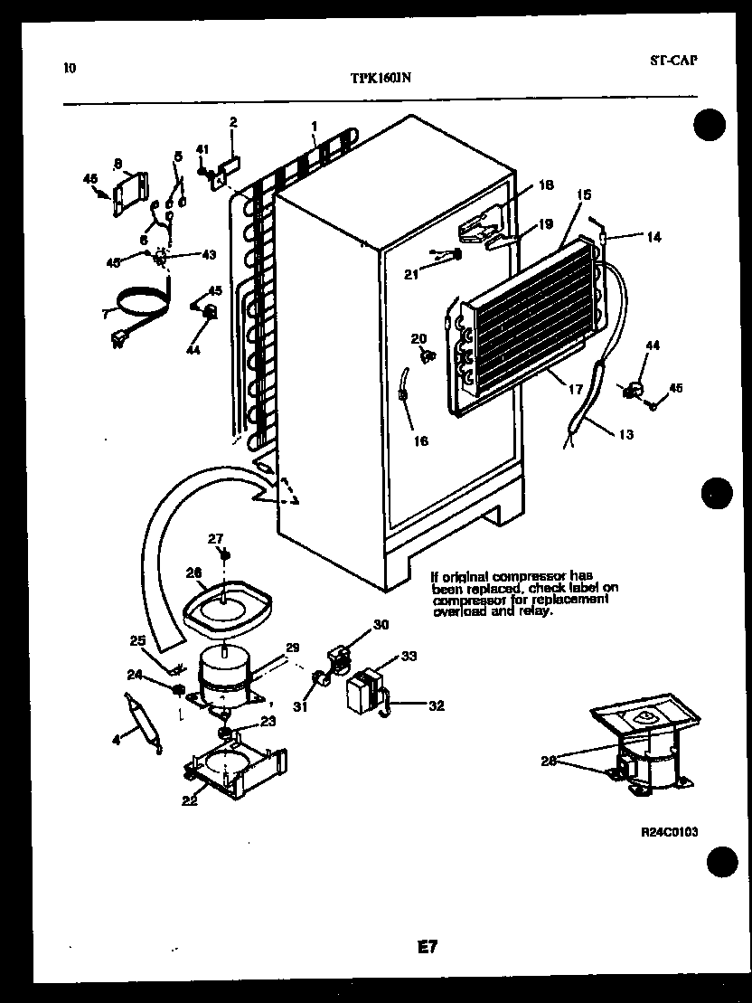 Kelvinator TPK160JN0W system and automatic defrost parts diagram