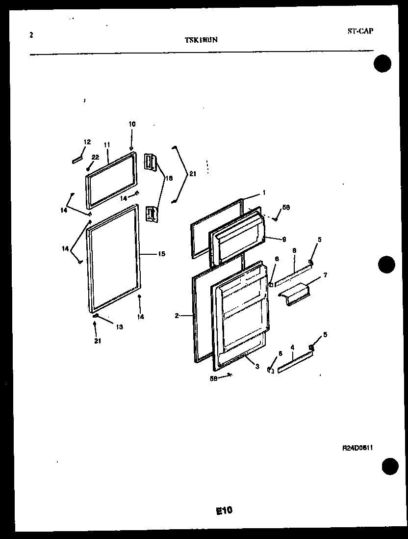 Kelvinator TSK180JN0D door parts diagram