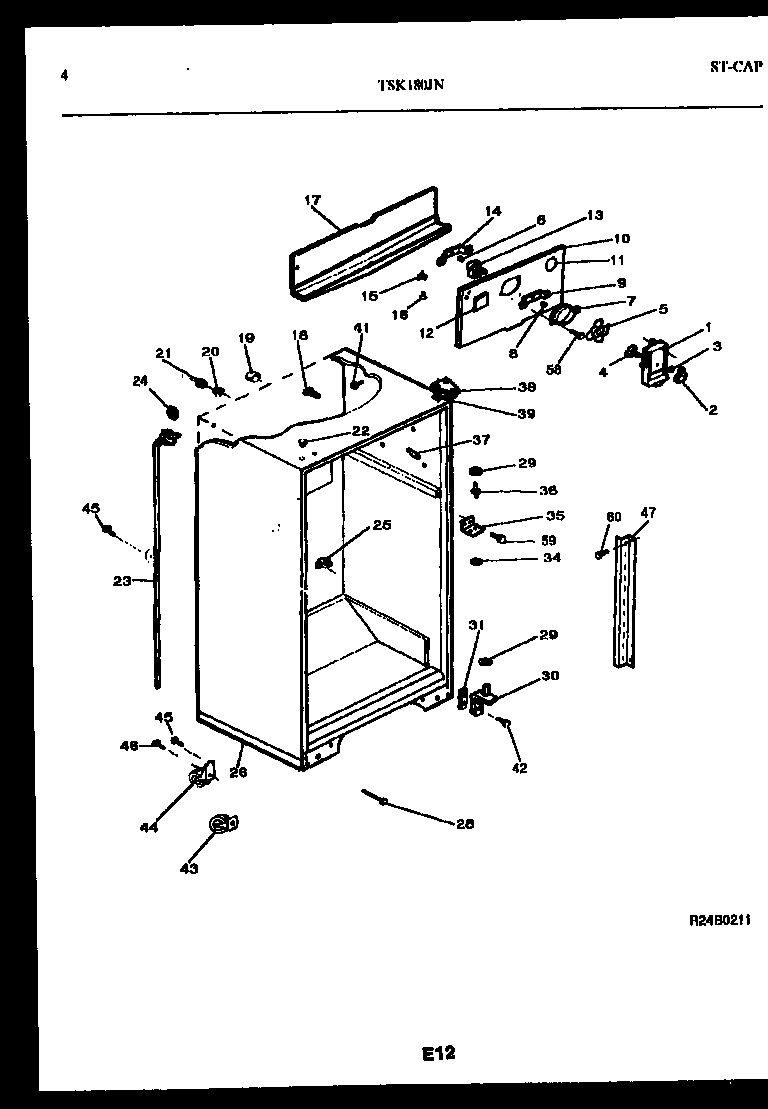 Kelvinator TSK180JN0D cabinet parts diagram