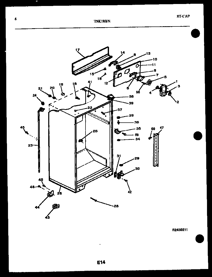 Kelvinator TSK180JN0D cabinet parts diagram