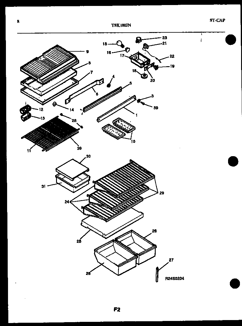 Kelvinator TSK180JN0D shelves and control diagram