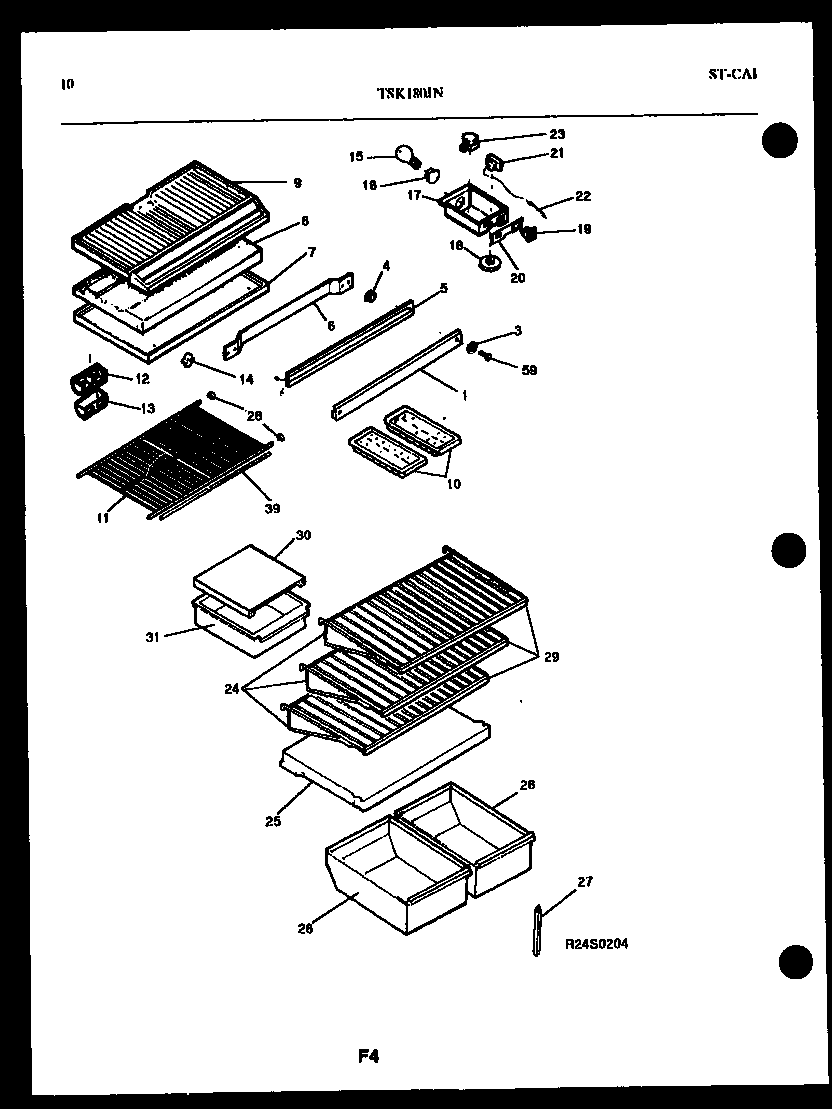 Kelvinator TSK180JN0D shelves and support diagram