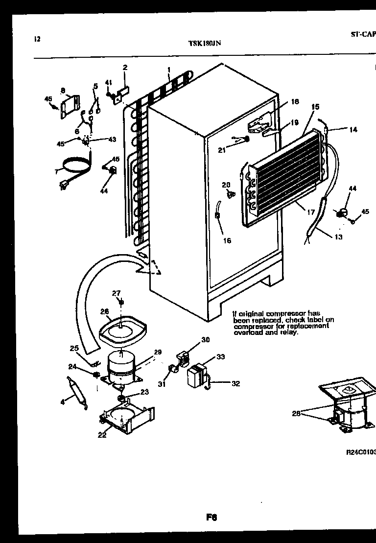 Kelvinator TSK180JN0D system and automatic defrost parts diagram