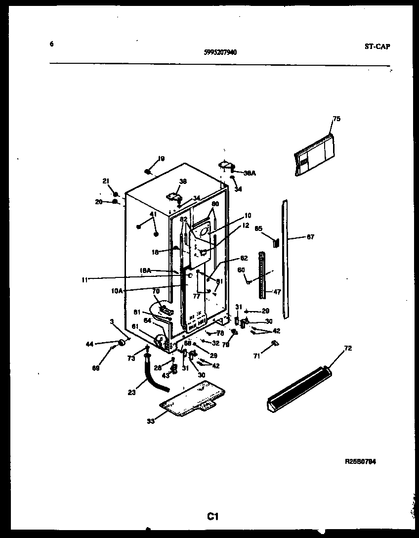 Kelvinator FSK190JN0W cabinet parts diagram