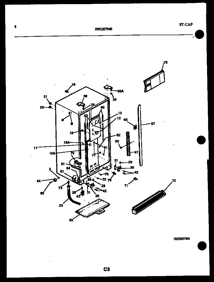 Kelvinator FSK190JN0W cabinet parts diagram