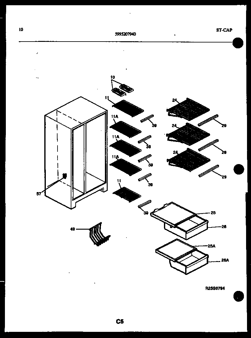 Kelvinator FSK190JN0W shelves and supports diagram