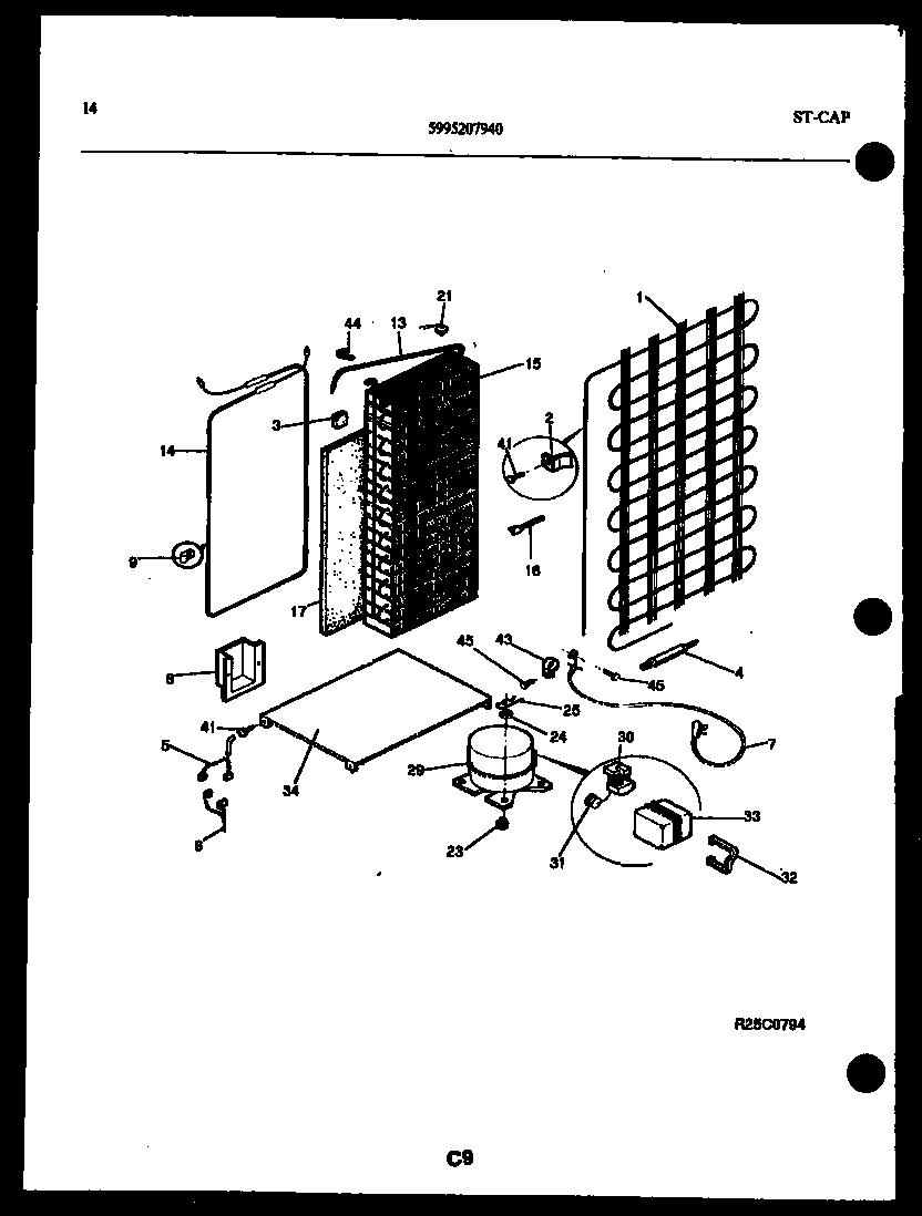 Kelvinator FSK190JN0W system and automatic defrost parts diagram
