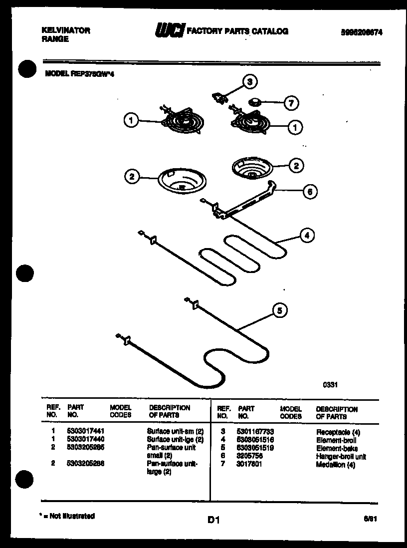 Kelvinator REP375GW4 broiler parts diagram