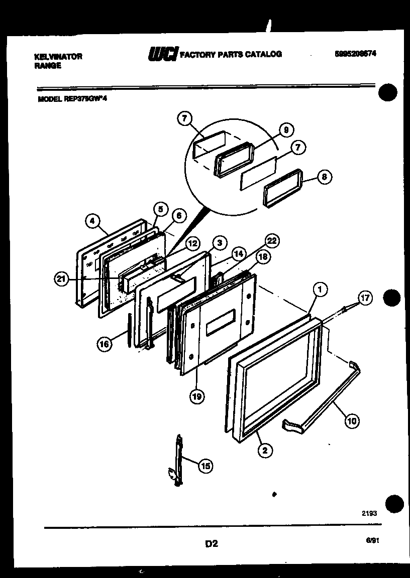 Kelvinator REP375GW4 door parts diagram