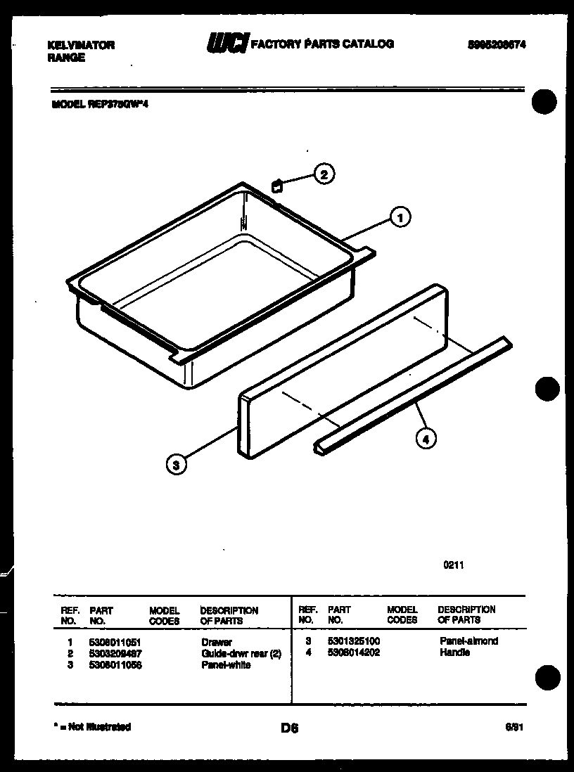 Kelvinator REP375GW4 drawer parts diagram