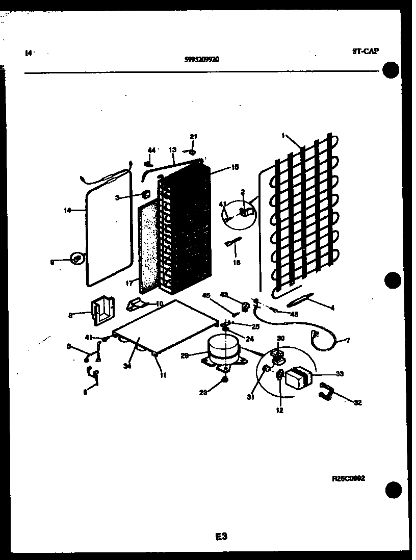 Kelvinator FGI220JN0D system and automatic defrost parts diagram
