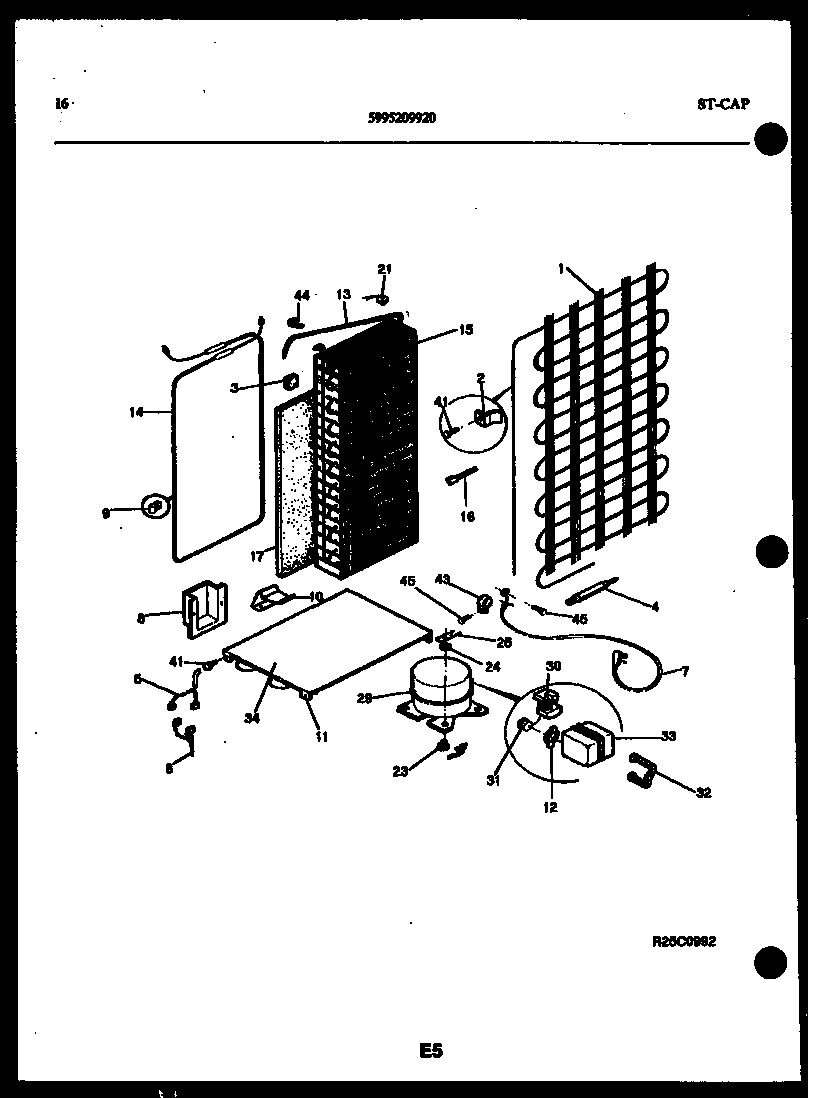 Kelvinator FGI220JN0D system and automatic defrost parts diagram