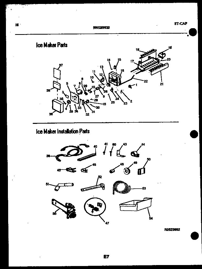 Kelvinator FGI220JN0D ice maker and ice maker installation parts diagram
