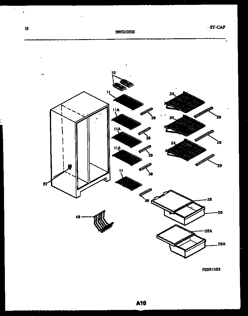 Kelvinator FSK190JN1W shelves and supports diagram