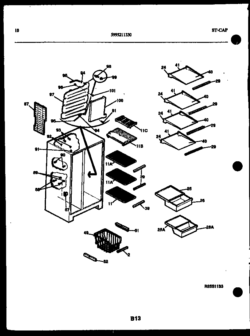 Kelvinator FGW240JN1D shelves and supports diagram