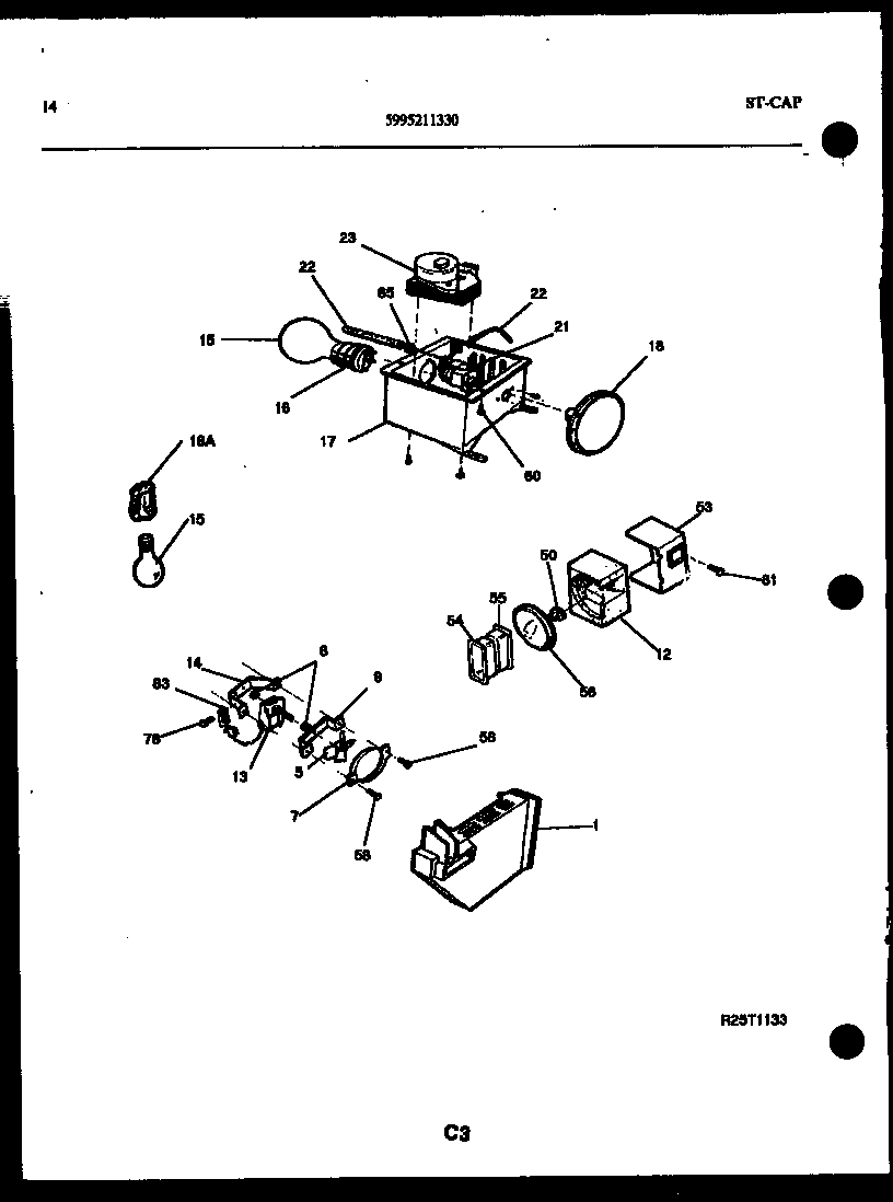 Kelvinator FGW240JN1D refrigerator control assembly, damper control assembly and f diagram