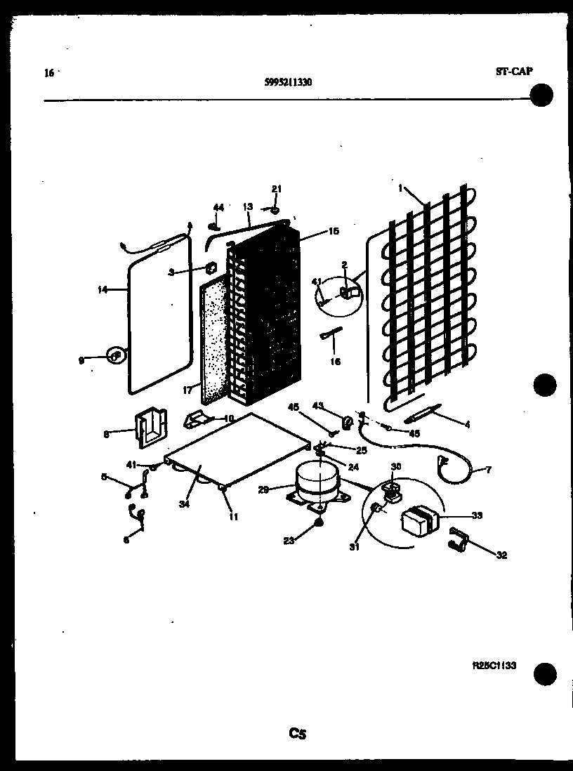 Kelvinator FGW240JN1D system and automatic defrost parts diagram