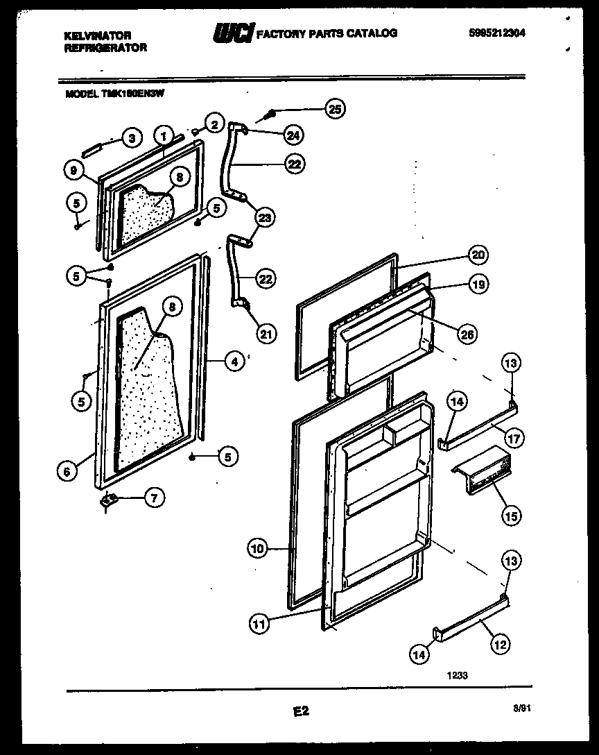 Kelvinator TMK180EN3W door parts diagram