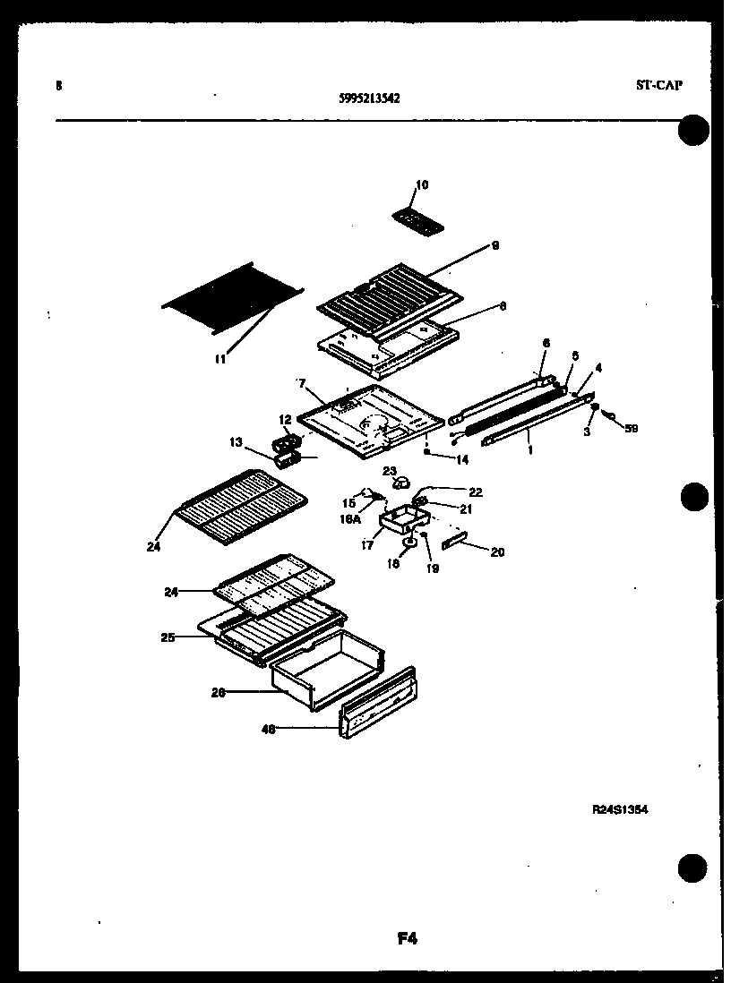 Kelvinator TSX130HN0W shelves and supports diagram