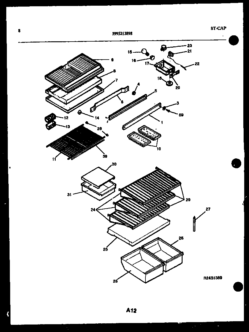 Kelvinator TSI210HN0D shelves and supports diagram
