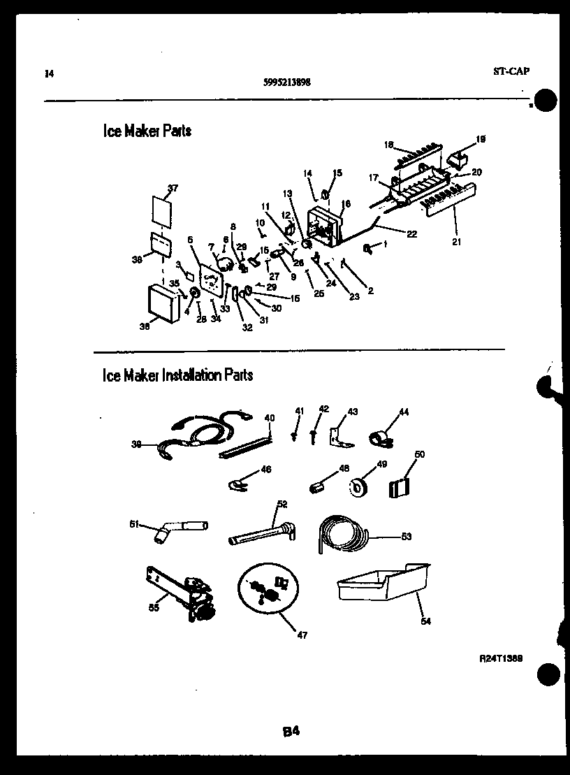 Kelvinator TSI210HN0D ice maker and ice maker installation parts diagram