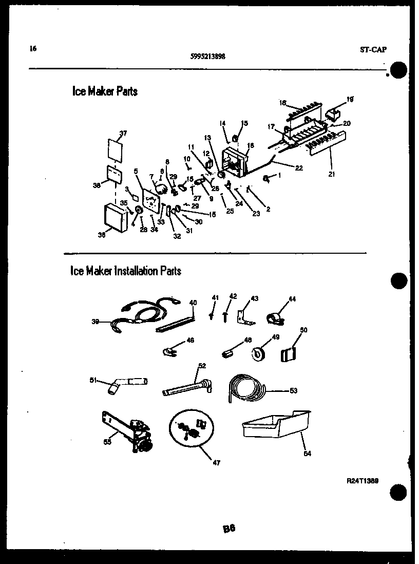 Kelvinator TSI210HN0D ice maker and ice maker installation parts diagram