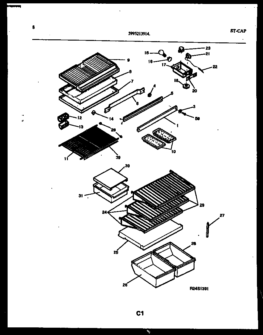 Kelvinator TSK210HN0T shelves and supports diagram