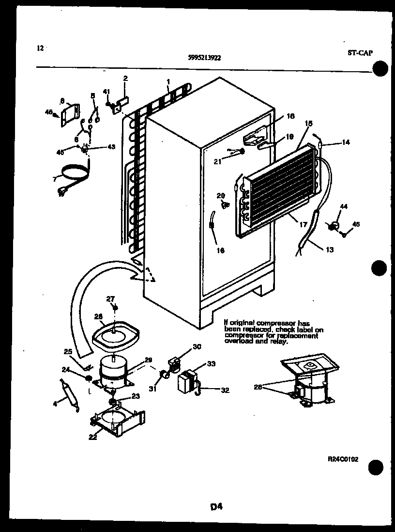 Kelvinator TSK150HN0T system and automatic defrost parts diagram