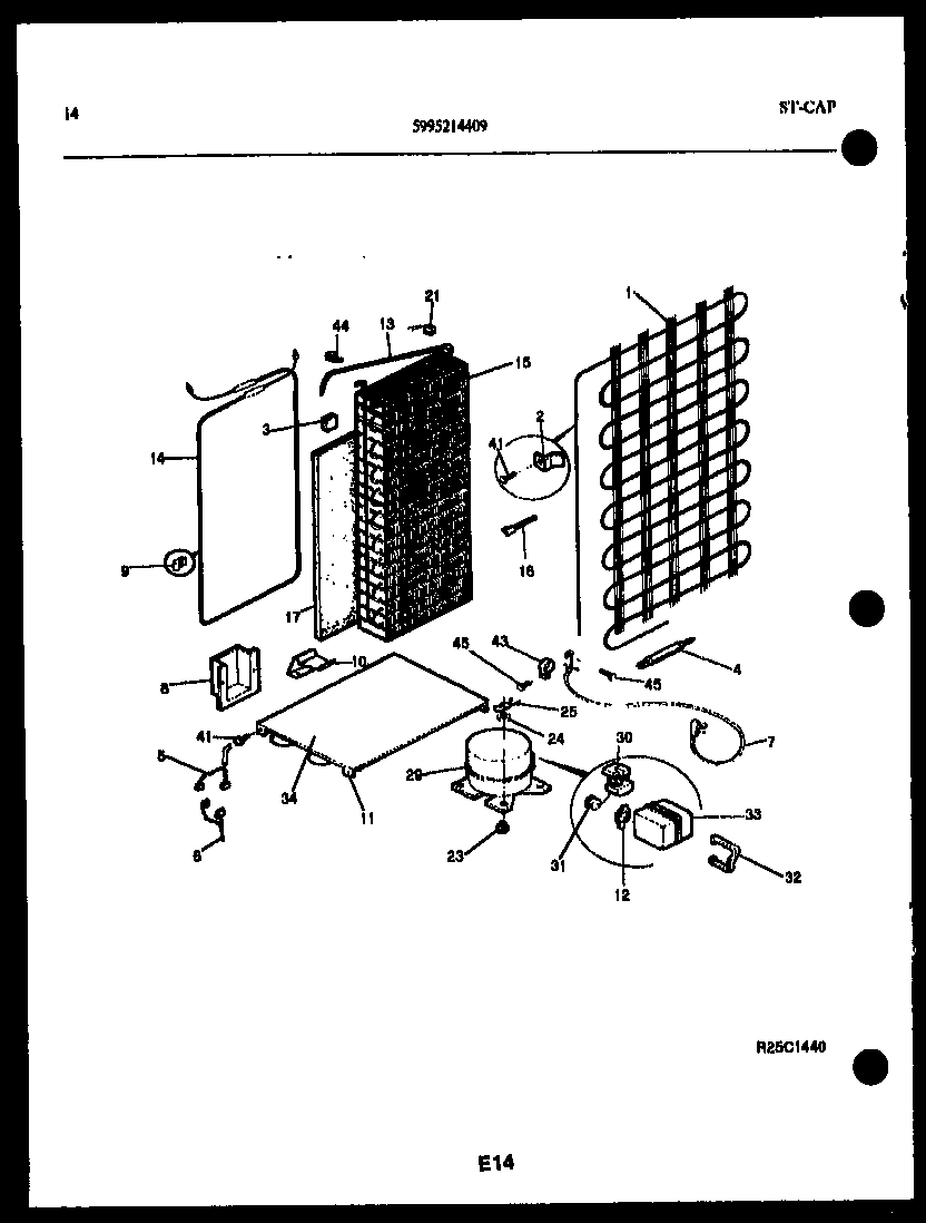 Kelvinator FGI220JN1D system and automatic defrost parts diagram