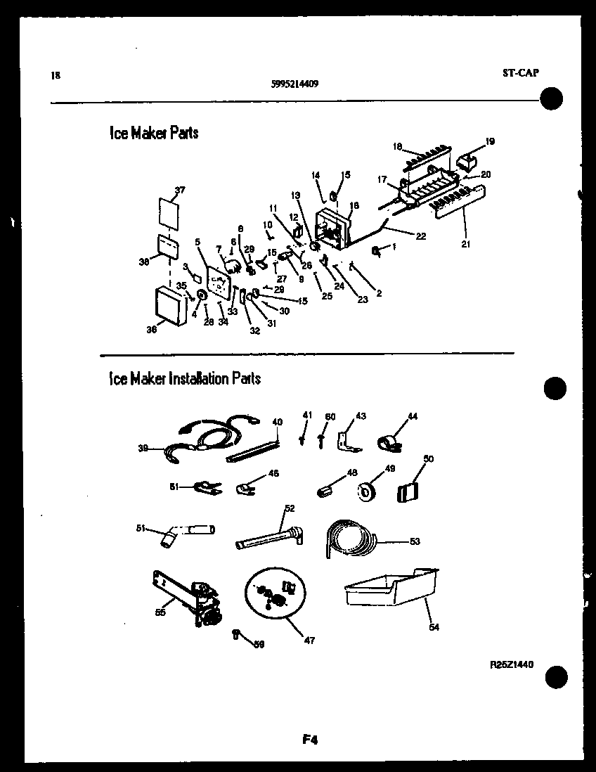 Kelvinator FGI220JN1D ice maker and ice maker installation parts diagram