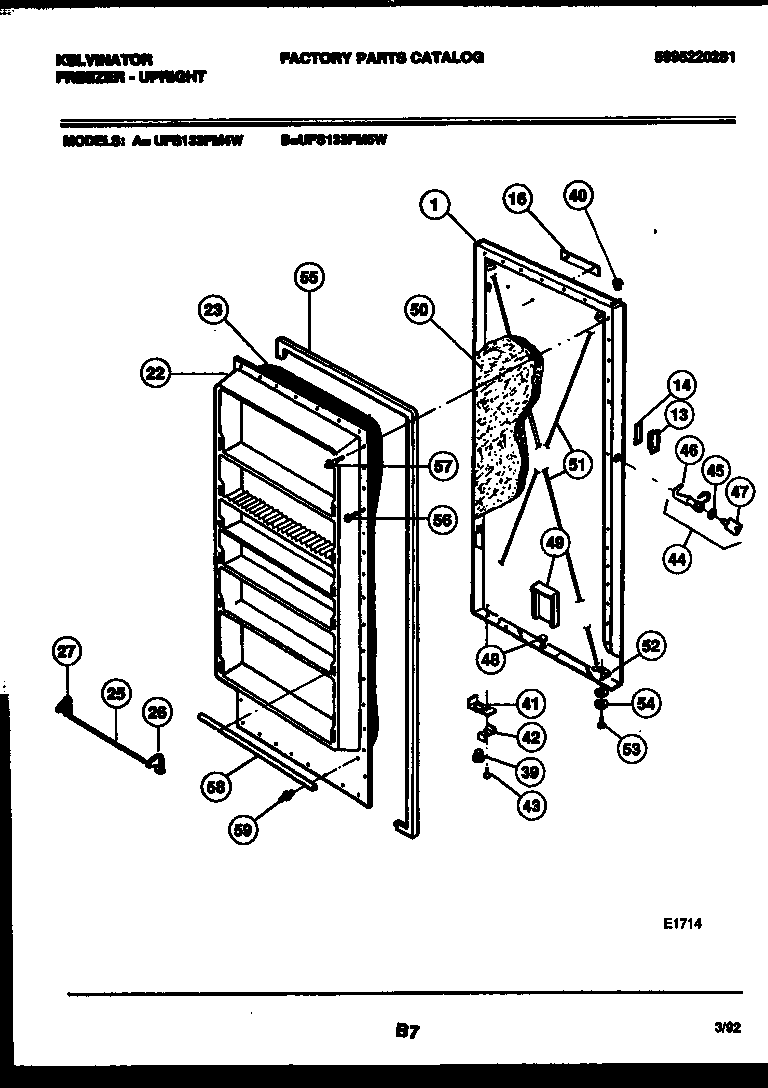 Kelvinator UFS133FM5W door parts diagram