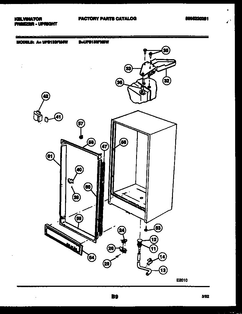 Kelvinator UFS133FM5W cabinet parts diagram