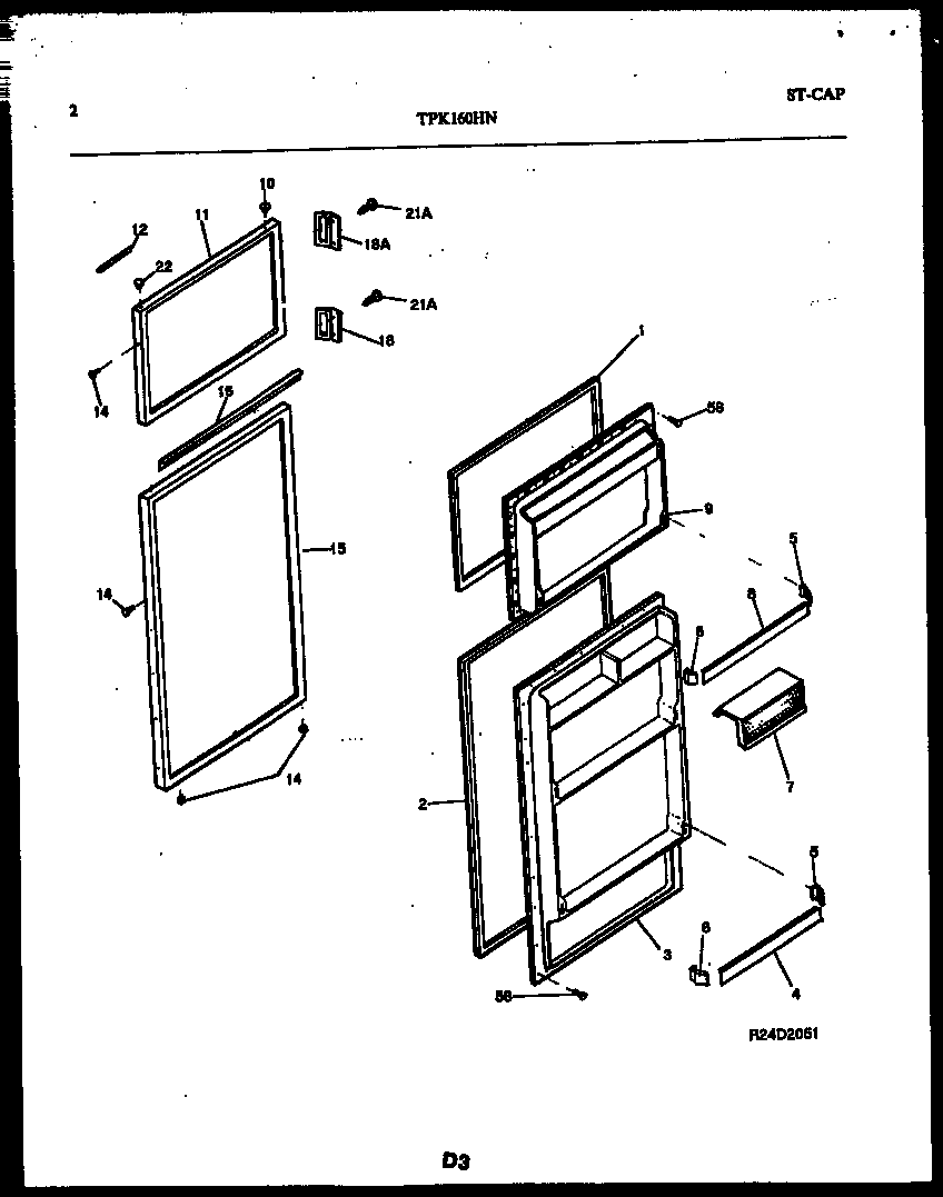Kelvinator TPK160HN1D door parts diagram