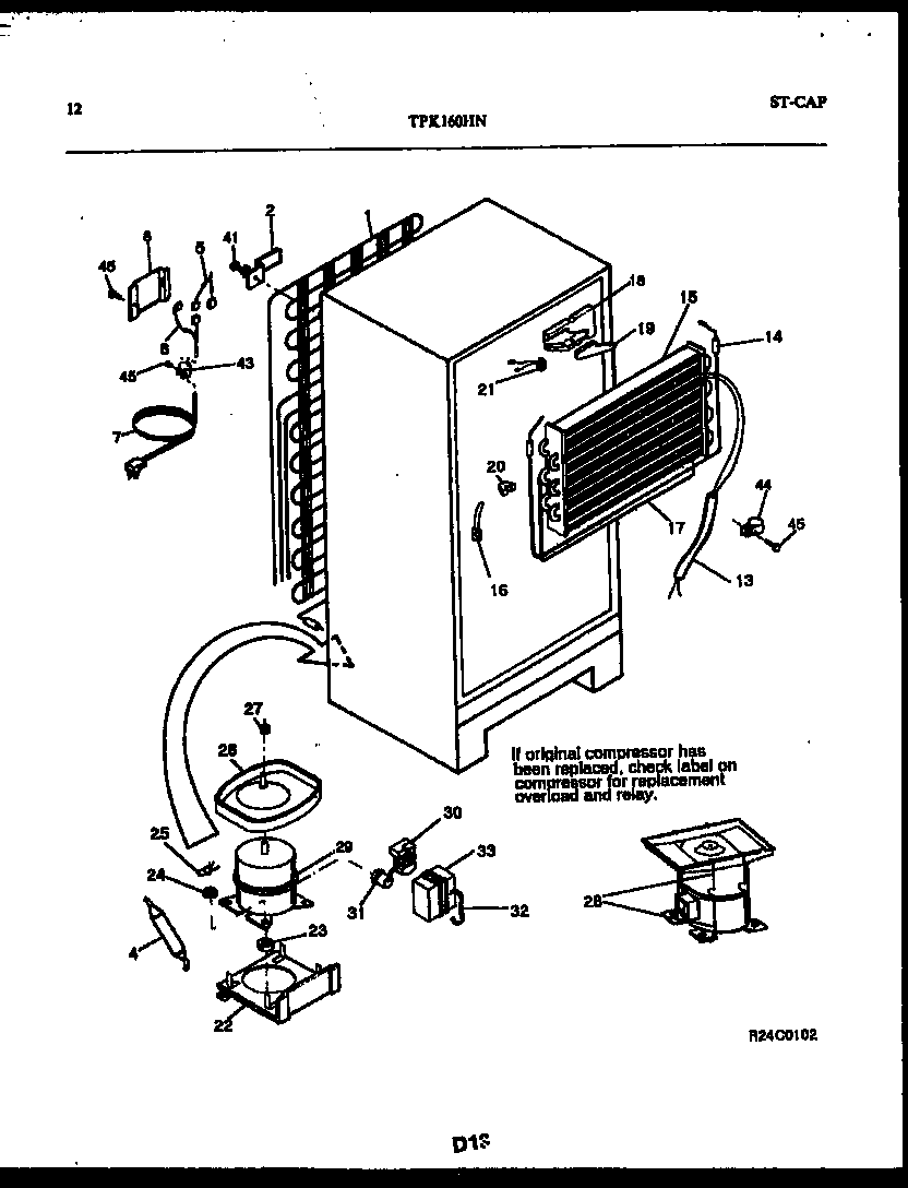 Kelvinator TPK160HN1D system and electrical parts diagram