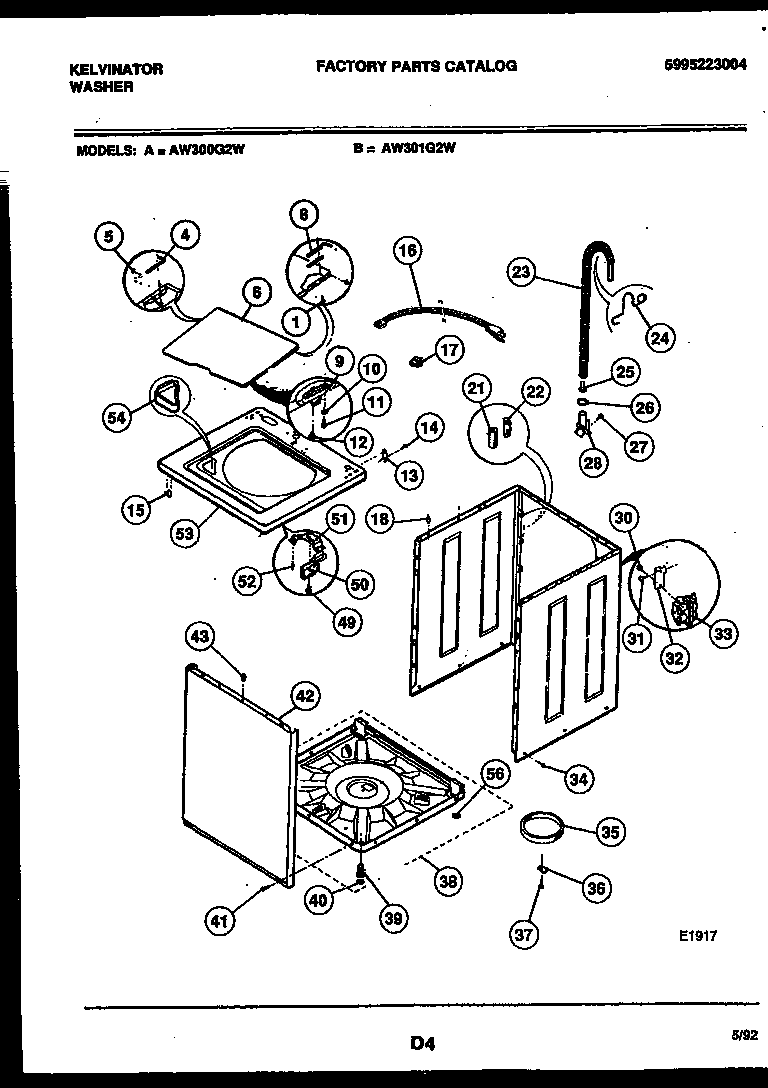 Kelvinator AW300G2T cabinet parts diagram