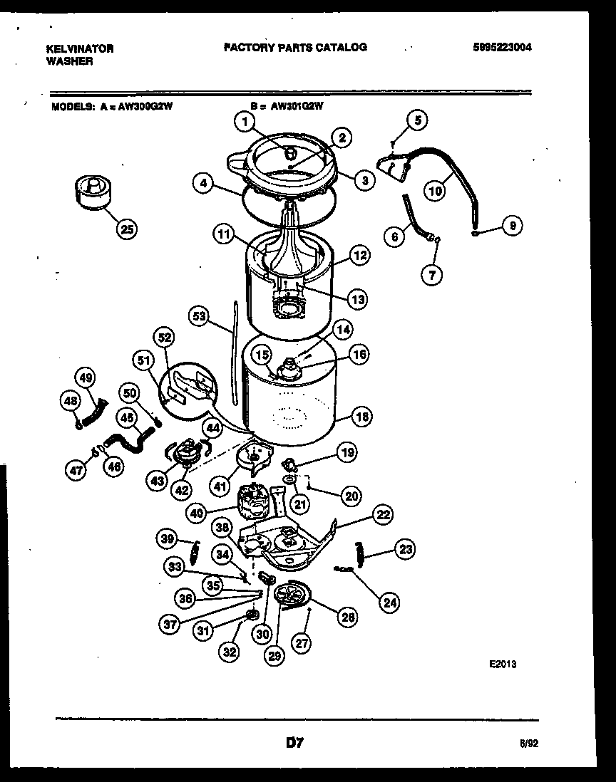 Kelvinator AW300G2T tub detail diagram
