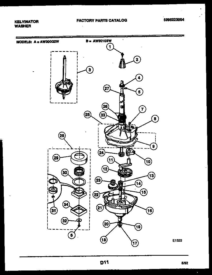 Kelvinator AW300G2T transmission parts diagram
