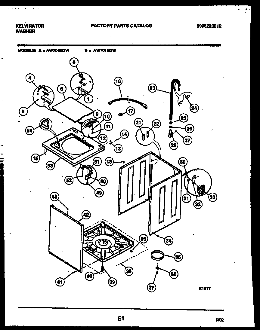 Kelvinator AW700G2W cabinet parts diagram
