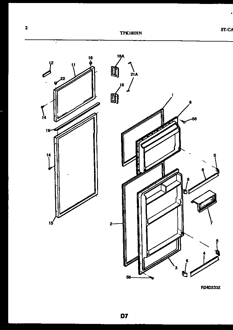 Kelvinator TPK180HN1D door parts diagram